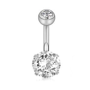 CZ Belly button Ring, surgical steel belly ring